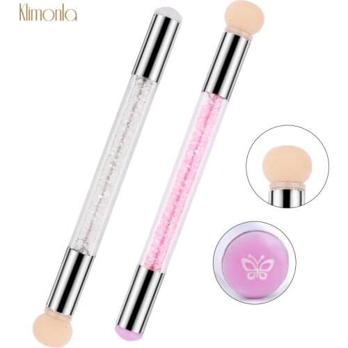 1PC Dual-use Nail Smudge Pen Double Head Rhinestone Handle Mini Printing Nail Gradient Shading Painting Pen Brush Manicure Tools