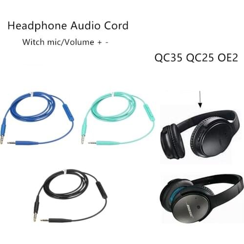 10 For BOSE QC35 QC25 OE2 soundtrue Soundlink headset Mic Cable Headphone Audio Cord 3.5 to 2.5 pairs of recording cables 140cm