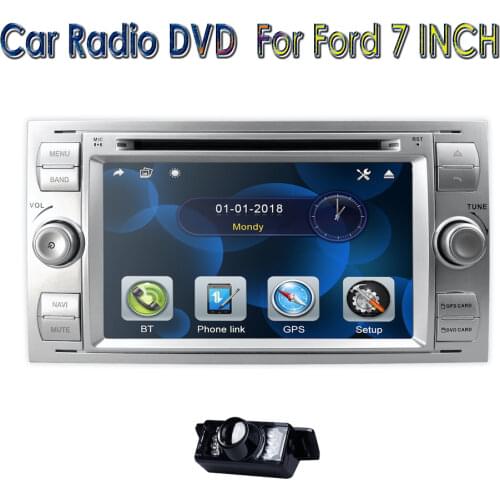 2019 Car DVD 7" gps For Ford Focus Transit C-MAX Mondeo Fiest GPS Navigation Mirror link DAB+ Free rear camera 8 G Map card