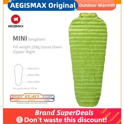 AEGISMAX MINI Sleeping Bag 800FP Ultralight 95% White Goose Down Outdoor Mummy Type Splicing Camping Hiking Waterproof Protable