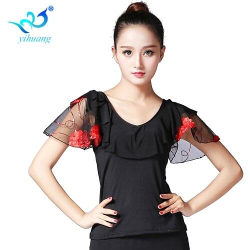 Free Shipping Ballroom Dance Costume Blouses Ladies Modern Standard Tops Latin Flamenco Tango Waltz Latin Salsa Dancewear Tops