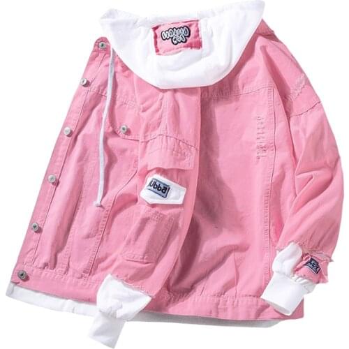 Baseball Uniform Jackets Woman Loose Hooded Outerwear Autumn Denim Jacket Female Casual Casaco Jaqueta Feminina