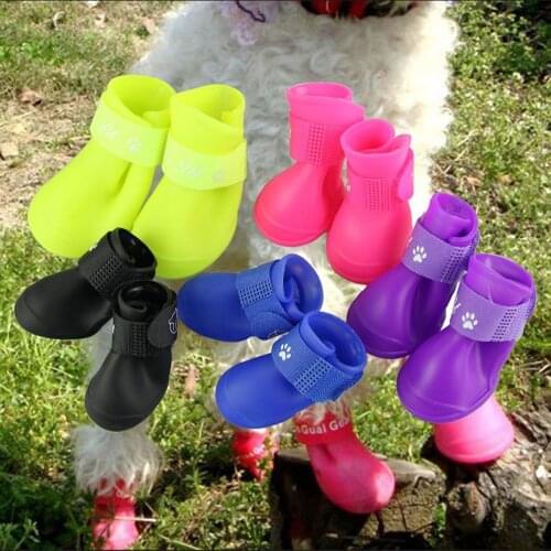 Cute Little Pet Dog Puppy Rain Snow Boots Shoes Booties Candy Colors Rubber Waterproof Anti-slip