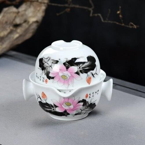 Tea set Include 1 Pot 1 Cup,High quality elegant gaiwan,Beautiful and easy teapot kettle and teacup,Travel kettle,free shipping