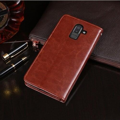 For Samsung Galaxy J8 2018 Case 6.0" Magnetic Flip Crazy Horse Pattern Leather Case For Samsung J8 2018 Case Wallet Phone Cover