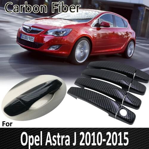 Black Carbon Fiber for Opel Astra J 2010 2011 2012 2013 2014 2015 Auto Door Handle Cover Sticker Decorations Car Accessories