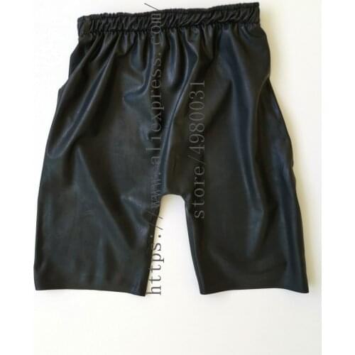 Elastic ribbon design mens cool casual latex short trousers made of 100% real latex and support custom tailored sizes