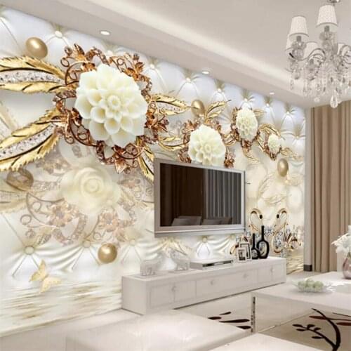 Wellyu Custom photo wallpaper 3d murals luxury gold white flower soft bag ball jewelry living room bedroom backdrop wall paper