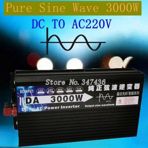 Inverter 12V/24V 220V 3000W Pure Sine Wave Power Universal Inverter Voltage transformer DC12V to AC 220V Converter+2 LED Display