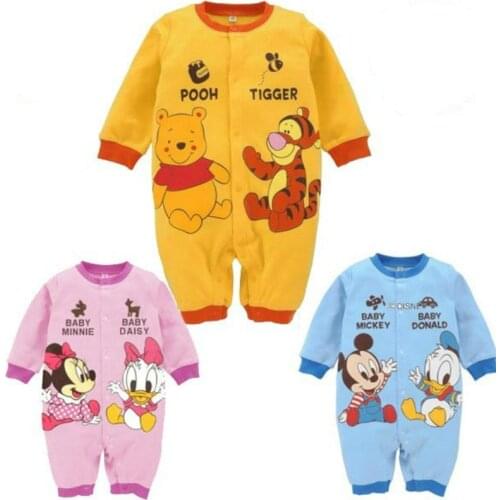 Disney Newborn Baby Jumpsuit Mickey Minnie Winnie the Pooh Jumpsuit Boy Baby Girl Clothes Fall Long Sleeve Toddler