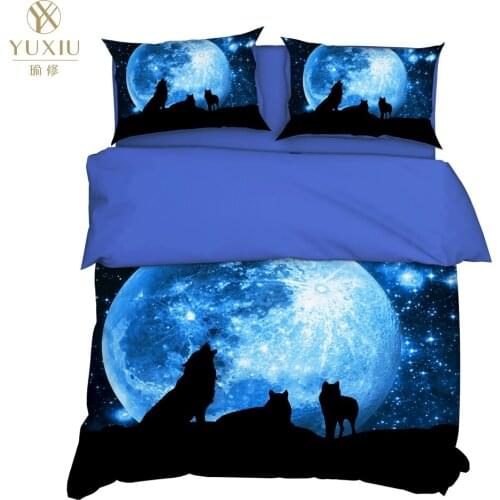 YuXiu 3D Printing Animal Wolf Duvet Covers 3Pcs Sets Bedding Set Bed Linen Cover Pillowcases King Queen Full Twin Double