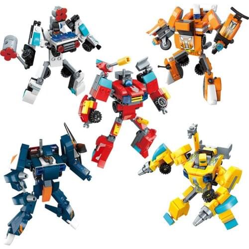 City Science and Technic Series Educational Building Blocks DIY Toys For Boys 41101 5 Type 3 Changes Robot Models Small Bricks