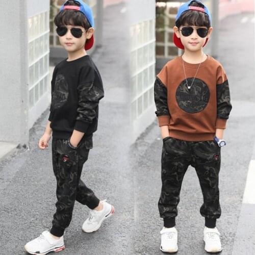 Boys suit 2-7T Children Boys Clothing Set 2021 New Teen Outfits Kids Boys Camouflage Disguise Tracksuit Sportwear Sport Suit