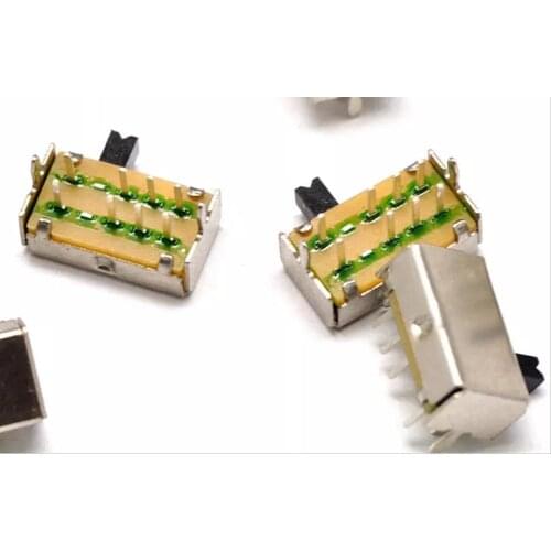10Pcs SK23D07 8 Pin PCB On-off-on 2P3T DP3T Miniature Slide Switch Side Knob Handle High 4mm