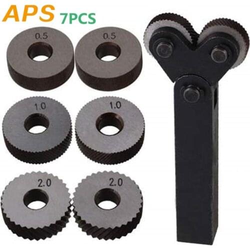 Wheel Linear Pitch Knurl Set Steel Lathe Cutter Wheel Knurling Tool Set Dual Wheel Tool Kit 7pcs 0.5mm 1mm 2mm