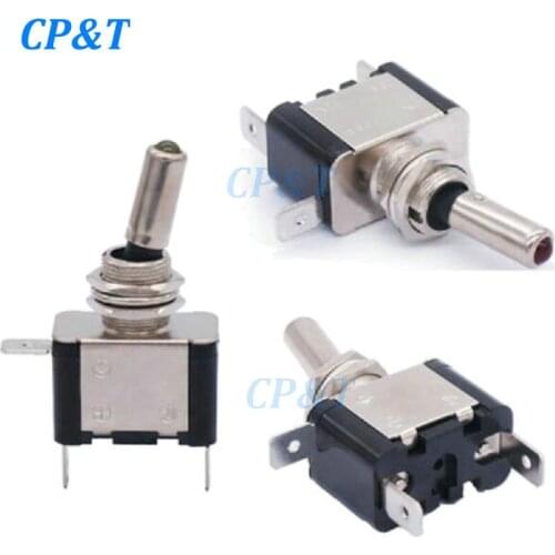 Wholsale 500PCS/LOT 12V 20A Car Auto SPST Aircraft Toggle Switch Red Blue Led Auto Ignition Switches ASW-07D ON-OFF 3P With Lamp