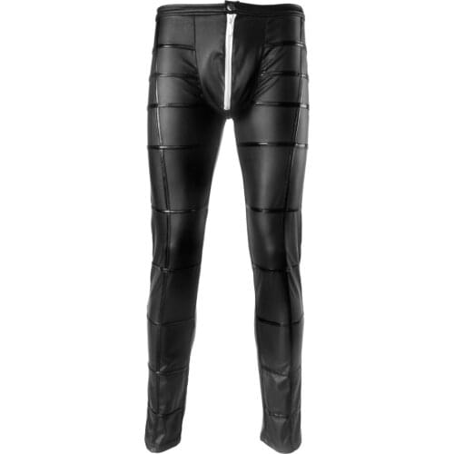Sexy Mens Faux Leather Pants Mens Long Trousers latex Mens Novelty Skinny Muscle Tights Leggings Men Slim Fit Tight Pants New