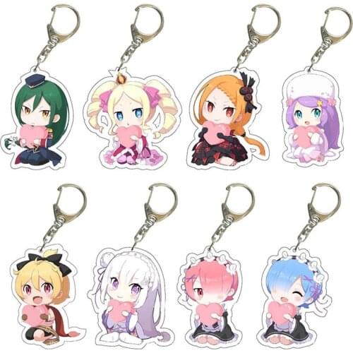 Re: Life in a Different World from Zero Rem Ram Acrylic Pendant Keychain Key Chain Anime Cosplay Lovely Keyring for Girls Gift