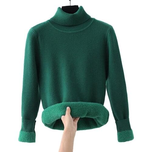 GIGOGOU M-XL Thick Warm Fur Winter Sweater Women Turtleneck Sweaters Long Sleeve Pullovers Top Soft Female Jumper Fall Knitwear