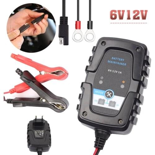 6/12 V 1A Smart Automatic Car Motorcycle Battery Charger For Maintainer Deep Cycle Use EU Portable Plug Barrery Charger Units