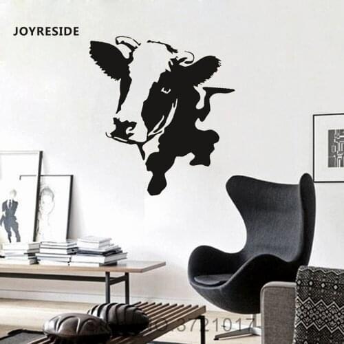 JOYRESIDE Cow Wall Animal Cute Decal Vinyl Sticker Decor Home Girl Boy Bedroom Living Room Interior Dorm Designs Art Murals A266