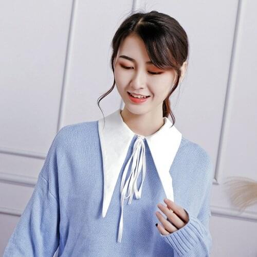 YSMILE Y Women Personality Large Side Fake Collar Tie Up White High Quality Solid Remove Detachable Collar For Lady Girl