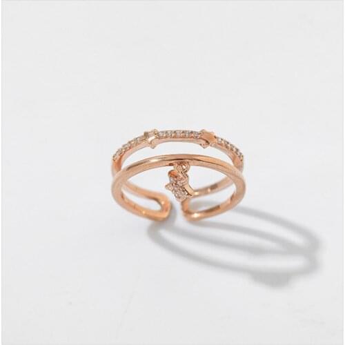 925 Silver Diamond-studded Meteorite Ring Trend Simple Cold Wind Personality Index Finger Adjustable Ring For Women Fine Jewelry