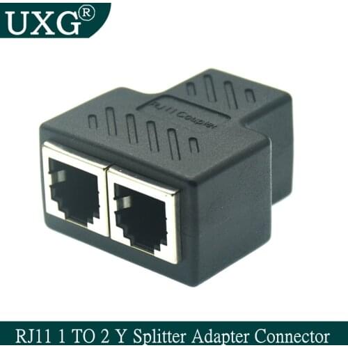 1/5PCS Hot RJ11 6P4C 2 Way Outlet Telephone Jack Line Splitter Adapter Beige RJ11 Y Splitter Adapter Connector