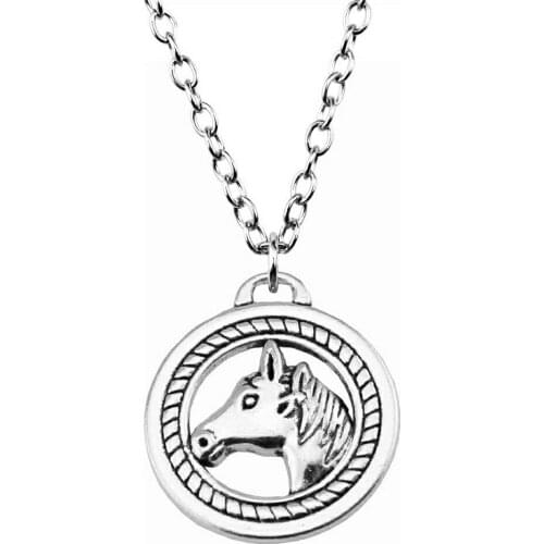 1 Piece 25mm Double Sided Horse Charms Necklace For Women Dropshipping Supplier Pendants Necklace Female Gift