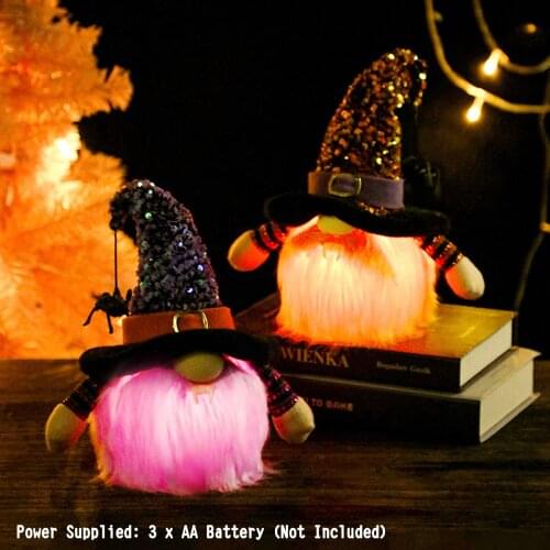 2PCS Halloween Faceless Gnomes Doll Adorable Luminous Gnome Dolls for Party Home School Halloween Decoration Orange + Purple