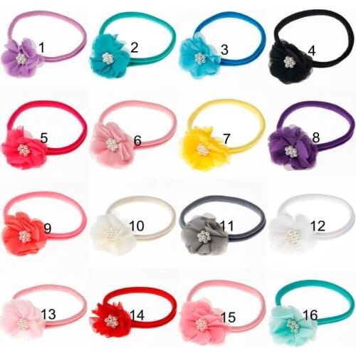 20 pcs/lot , Chiffon Beaded Flower on Nylon Headband