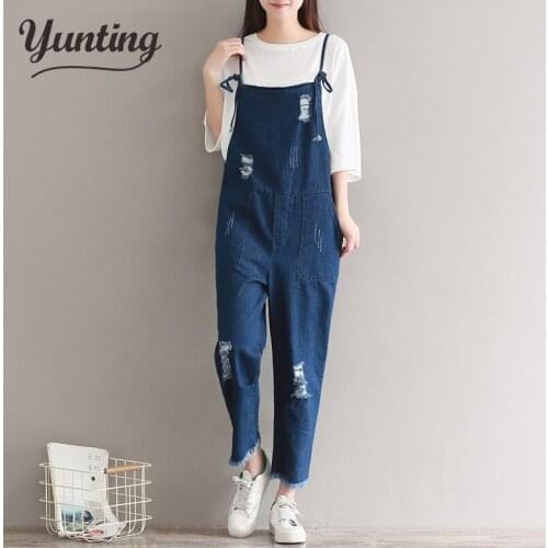 2021 new big size denim overalls jumpsuit women Casual Loose Solid Overalls Retro Strapless Playsuits Oversized jeans cowboy