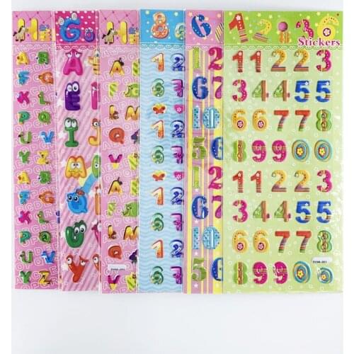 3 Sheets/Set Number Letter Stickers Kids Digital Alphabet Cognition Educational Sticker Toys