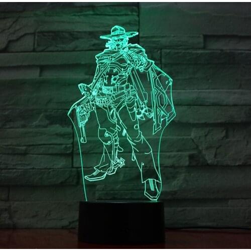 3D Lamp Overwatch Jesse Mccree Wonderful Gift for Boyfriend Touch Sensor Cutomized Led Night Light Lamp for Decoration