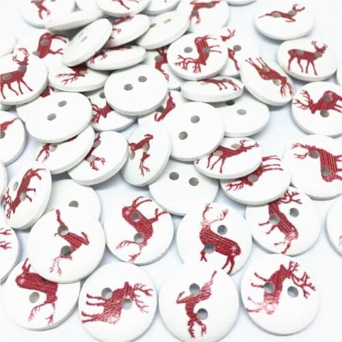 500pcs 15mm Wooden Christmas Reindeer Deer Buttons Mix Xmas Wood Sewing 2 Holes For Scarpbooking Garment Accessories