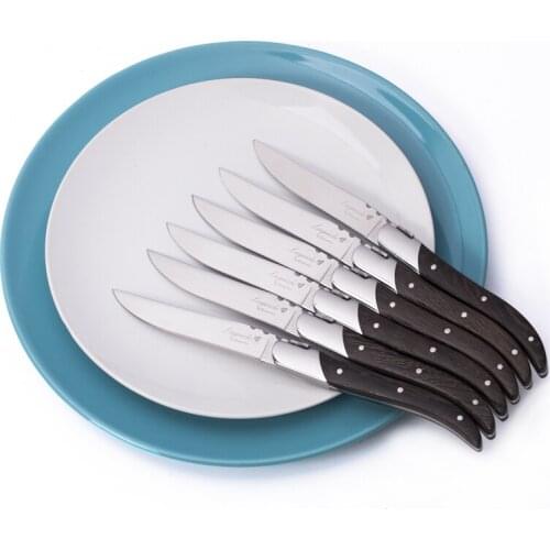 6Pcs/Set Stainless Steel Dinner Fork Salad Dessert Fruit Forks Flatware Cutlery Set Wooden Handle Table Steak Knives Fork set