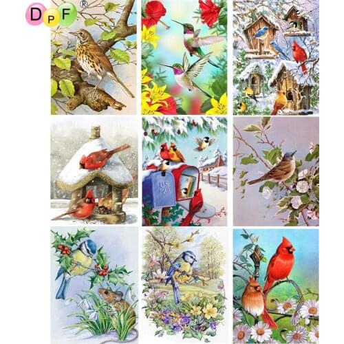 DPF diamond embroidery bird diamond painting cross stitch crafts diamond mosaic kit square/round rhinestone home decor