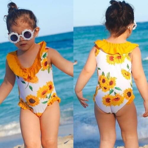 Sunflower Prints Swimwear Toddler Kids Baby Girls Bikini One-piece Swimsuit Beachwear Kids Beach Bathing Suit Kids Bikini Set