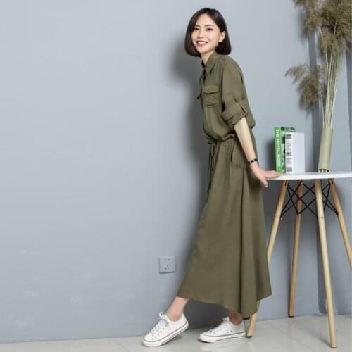 CHKEPure Cotton Small Fresh Literature Wind Dress Degree Of Tightness Waist Solid Color 20190828