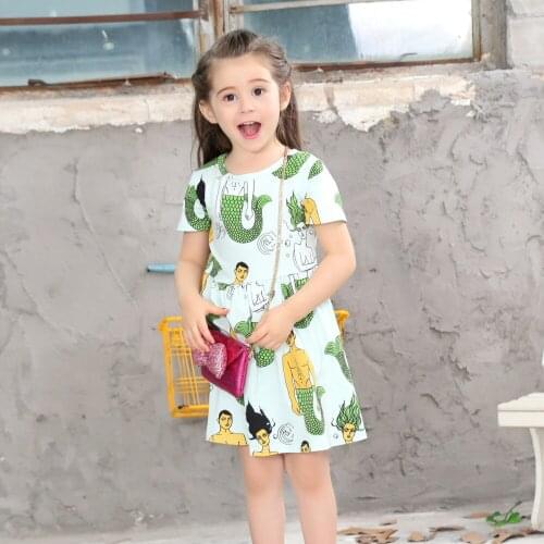 Kids girls print dress little girls dresses cotton 2020 summer baby girl casual dress children clothes size for 2345 6 7 8 years