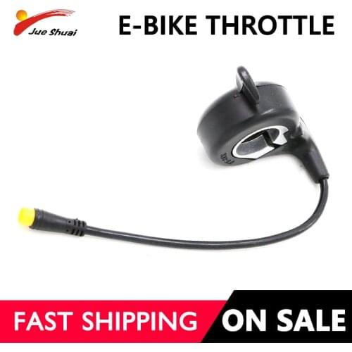 Electric Bike Throttle With 14cm Waterproof Cable Plug Black Metal Thumb Throttle Bikes Cycling Handlebar Acceleration Grips