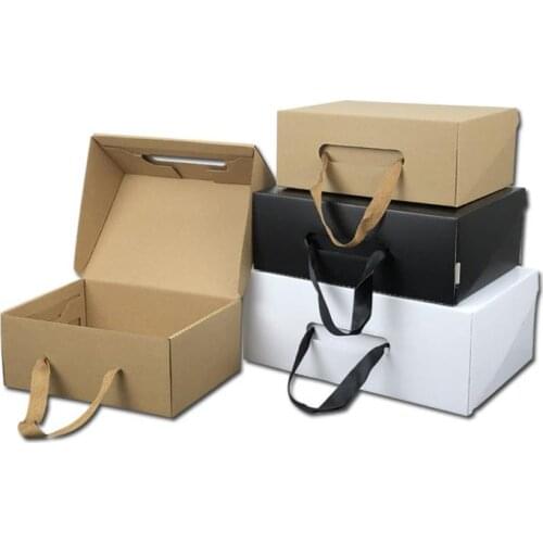 Eco Friendly Kraft Paper Gift Box Black/Yellow Foldable Custom Logo Carton Packaging Box Suitable For Clothes Shoes SN317