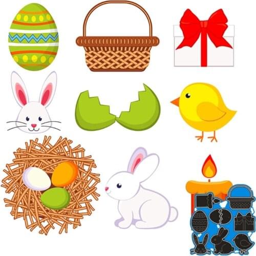 Happy Easter Egg Rabbit Metal Cutting Dies Stencil Scrapbooking DIY Album Stamp Embossing