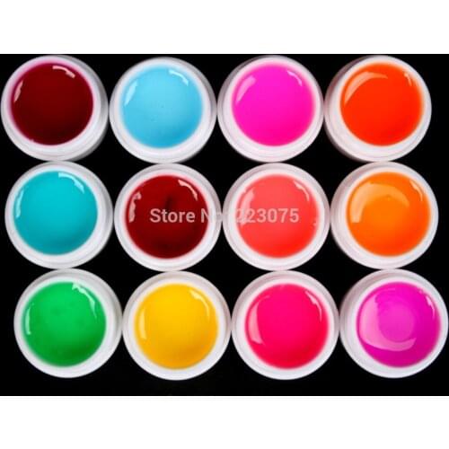 Hot DIY 12 PCS Mix Colors Glass UV Builder Gel Acrylic Nail Art Set for Nail Art Tip New
