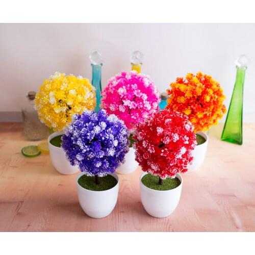 Artificial Flower Ball Potted Bonsai Home Garden Bedroom Living Room Decor Christmas Halloween New Year Party Supply Fake Plants
