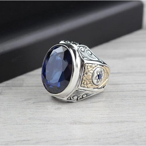 Silva Handmade Ring for Men Zircon Stone S925 silver fashion Jewelry Gift Mens Rings All sizes