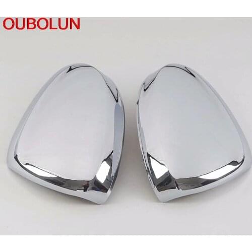 OUBOLUN For Volkswagen Tiguan MK2 2017 2018 2019 Side Wing Fender Rear View Mirror Protector Cover Trim Exterior Accessories ABS