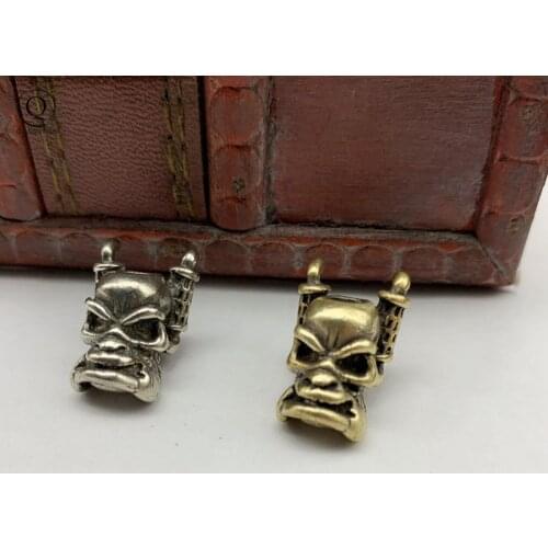 Brass Truck Exhaust Pipe Skull Face Knife Beads Pendant Jewelry Handmade Umbrella Rope DIY Paracord Keychain Hanging Accessories