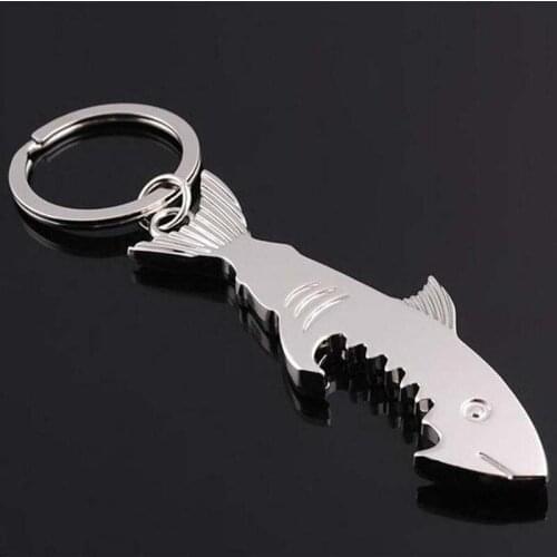 Hot sell Shark Shaped Bottle Opener Keychain Shaped Zinc Alloy Ring Beer Bottle Opener