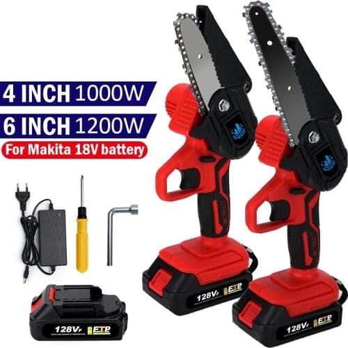 1000/1200W Mini Pruning Saw 128VF Electric Chainsaws Removable For Fruit Tree Garden Trimming One-Handed for Makita 18V Battery